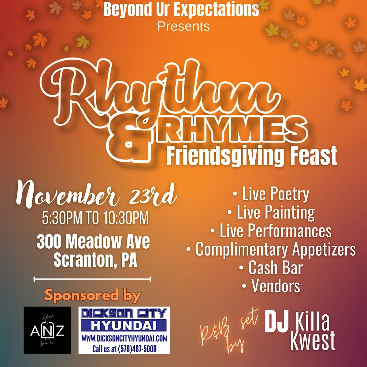 Rhythm & Rhymes Poetry Night Friendsgiving Feast