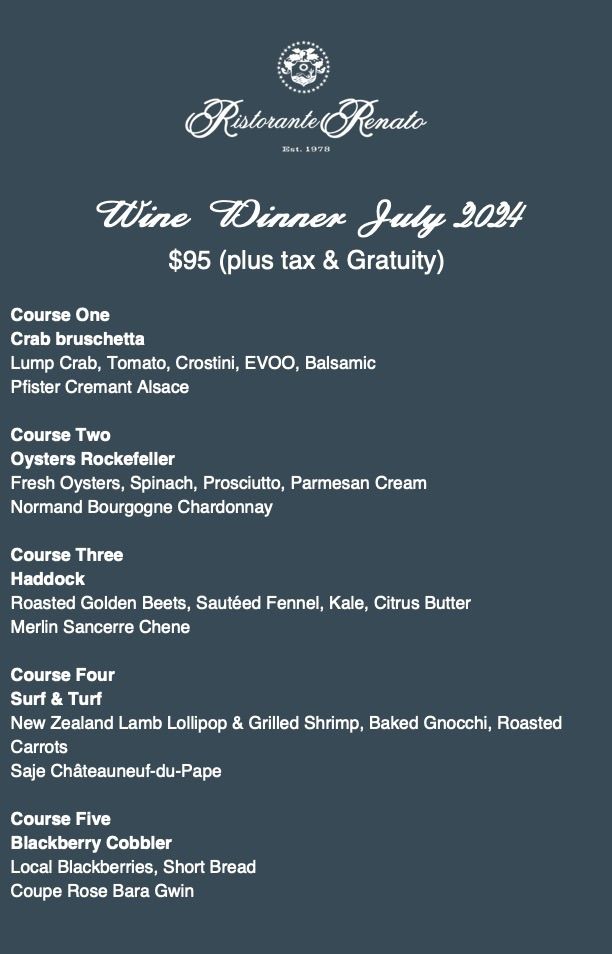 July Wine Dinner