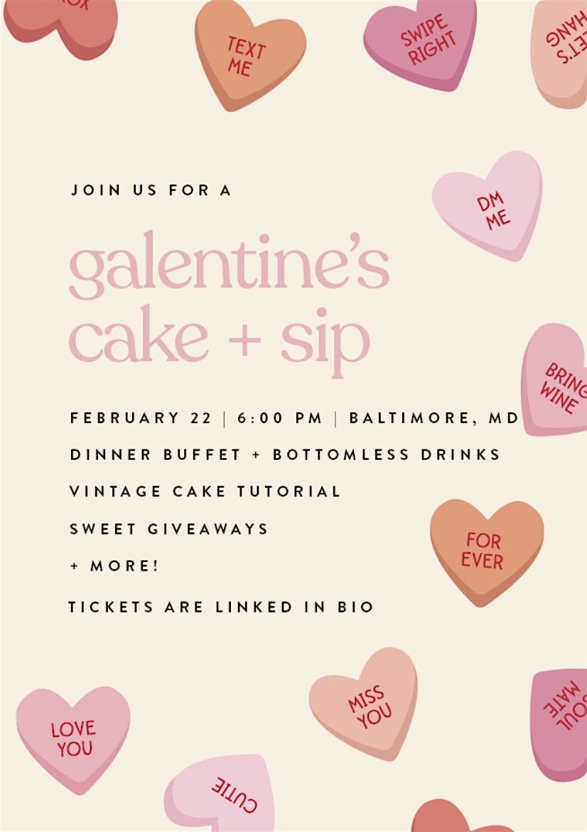 Galentine's Cake + Sip Dinner: A Cake Decorating Experience