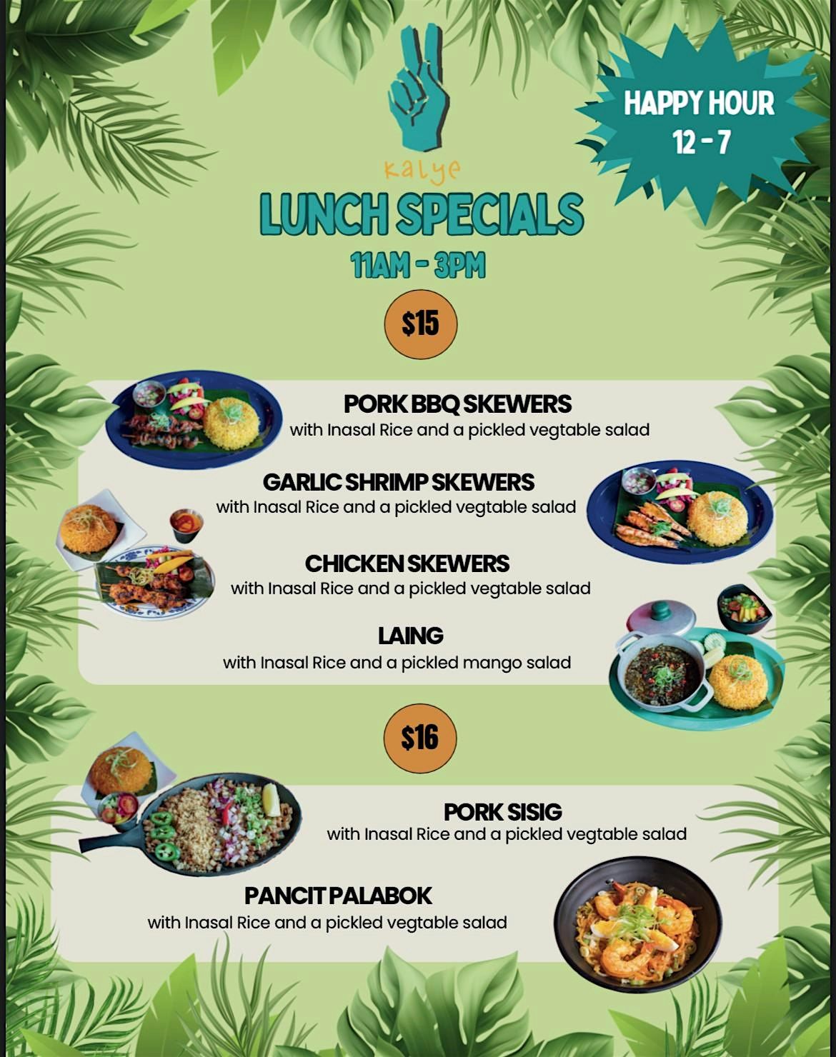 $15 Lunch Specials @Kalye-Rivington 11-3pm