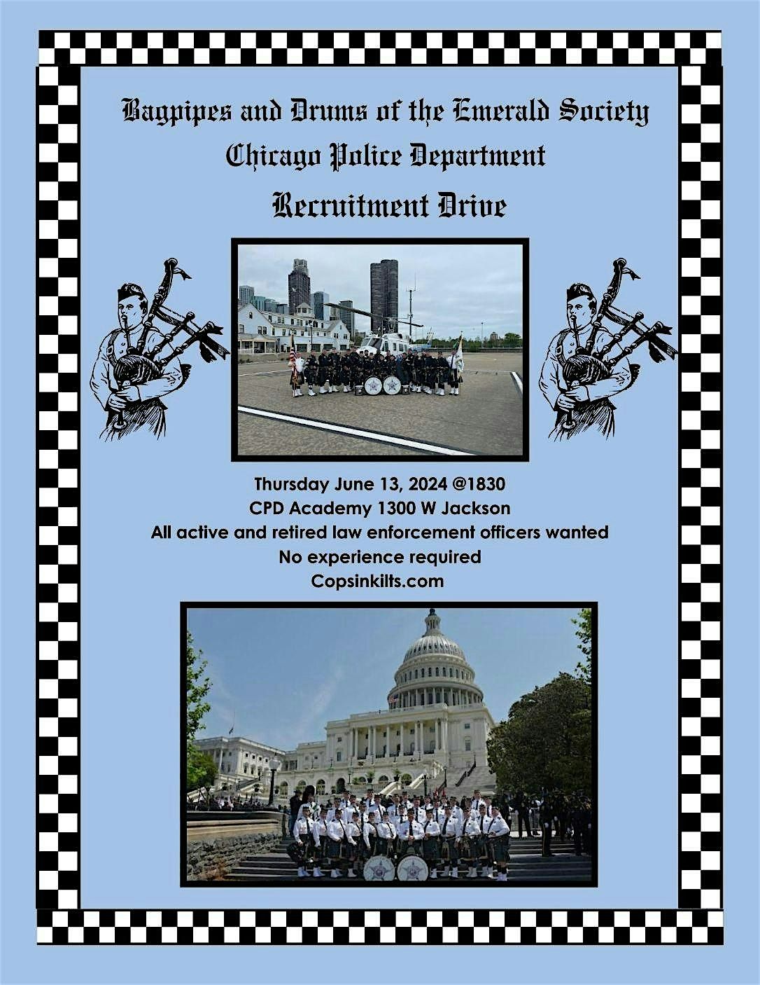 Benefit for Bagpipes & Drums of the Emerald Society, Chicago Police Dept