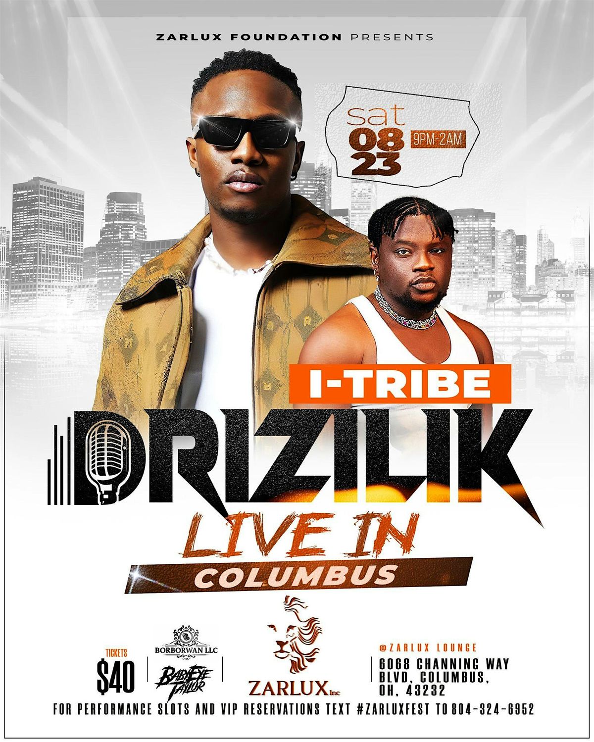 Drizilik Live In Columbus  With Special Guest: I - Tribe & many more!
