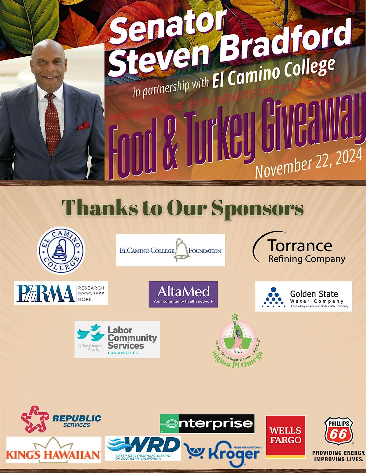 Senator Bradford's 2024 Drive-Thru Food & Turkey Giveaway