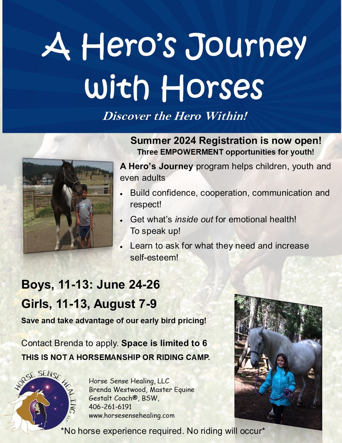 A Hero's Journey with Horses Day Camp- for Boys