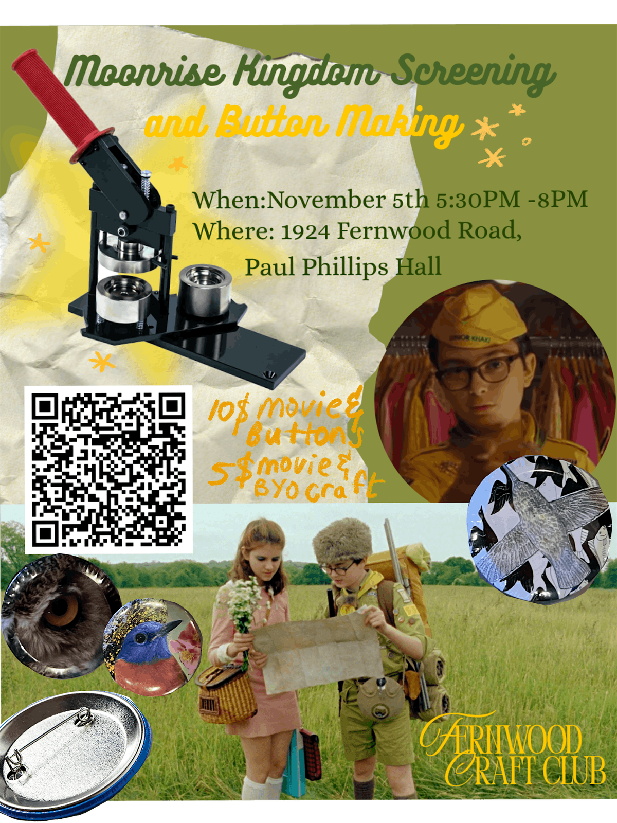 Moonrise Kingdom Screening and Button Making!!