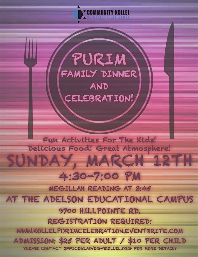 Purim Family Dinner And Celebration