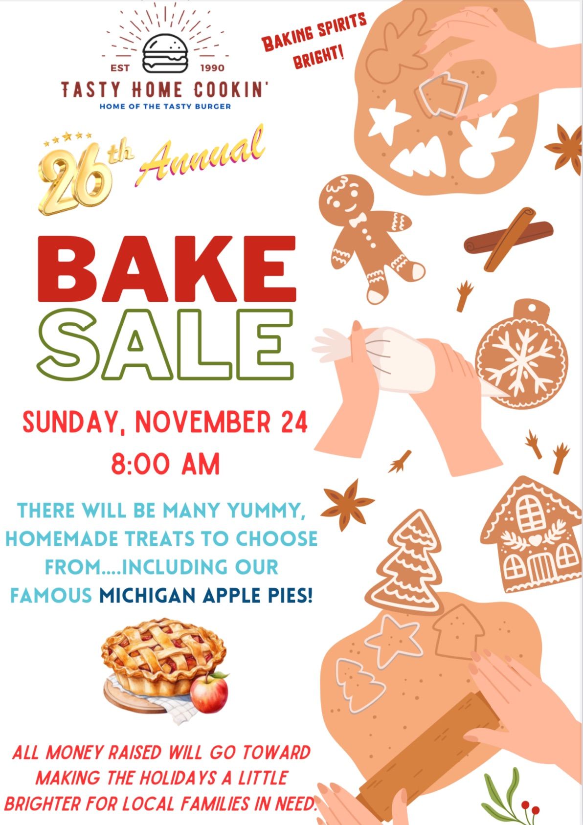 Tasty Home Cookin\u2019s 26th Annual Bake Sale! 