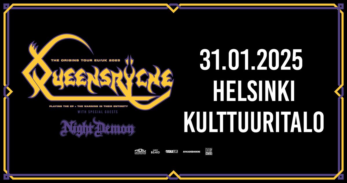 TuskaLive: Queensr\u00ffche (US) + Support: Night Demon (US), 31.01.2025, Kulttuuritalo, Helsinki