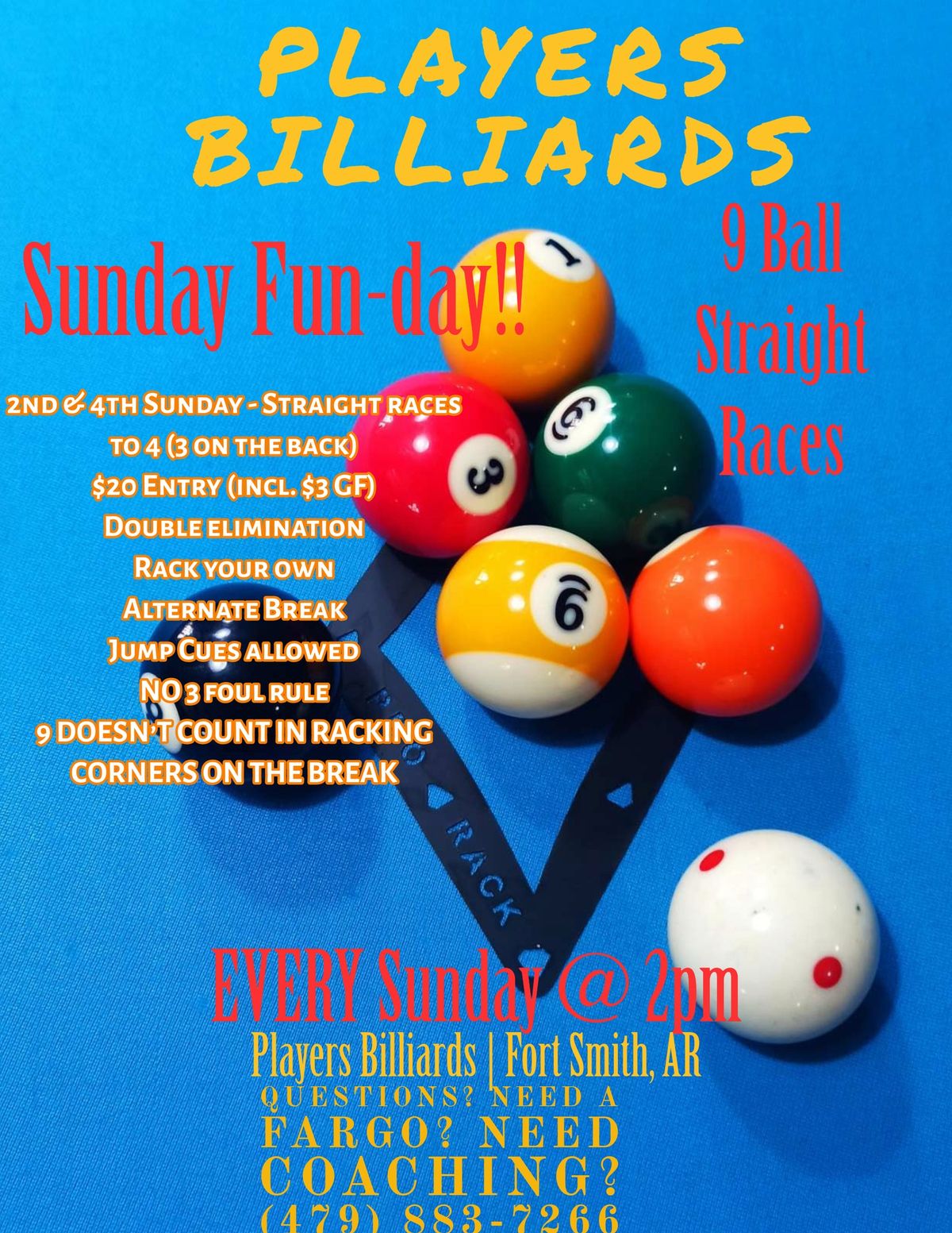 Players Billiards - Sunday "Funday" - Straight Races