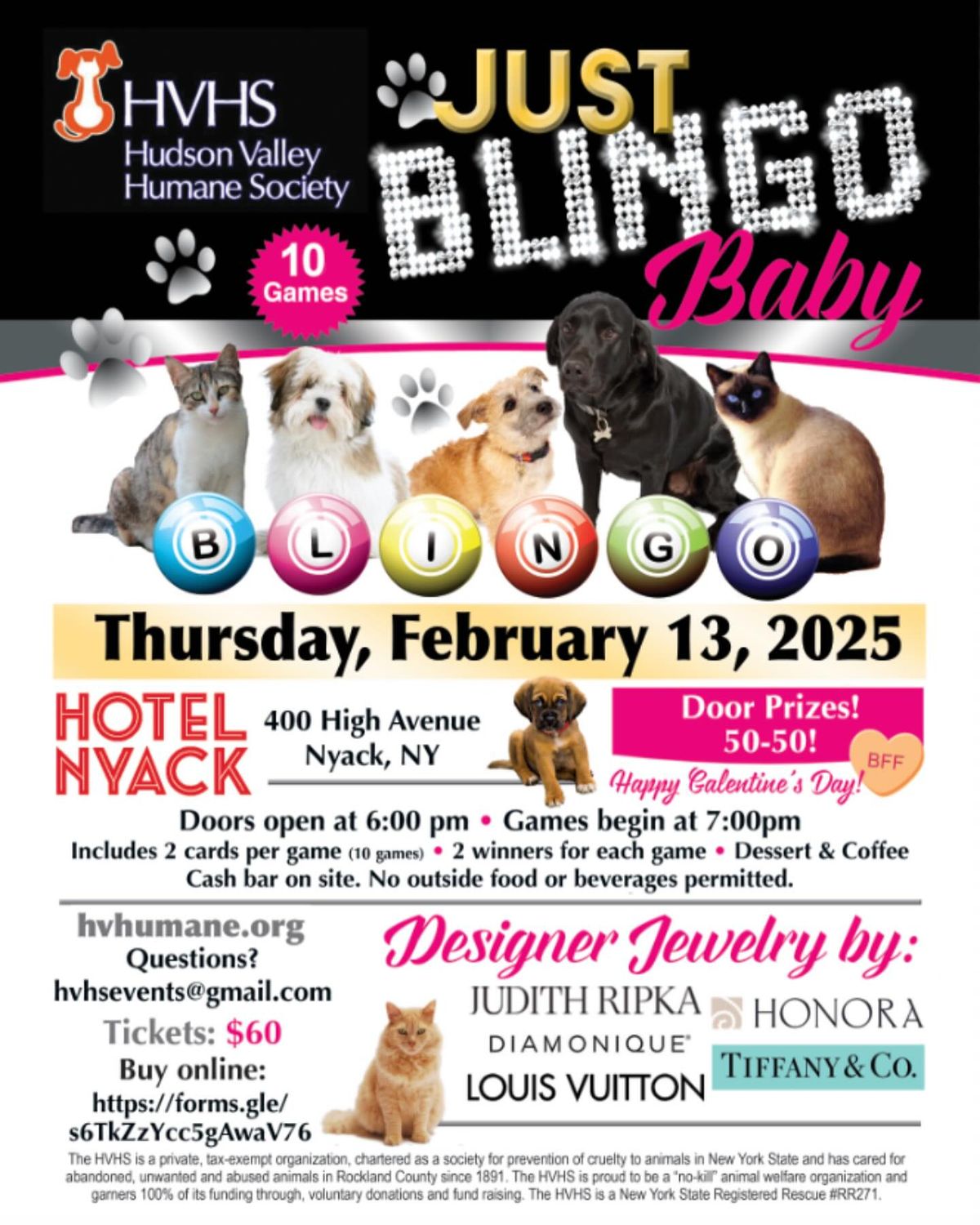 Hudson Valley Humane Society Galentine's Day BLINGO