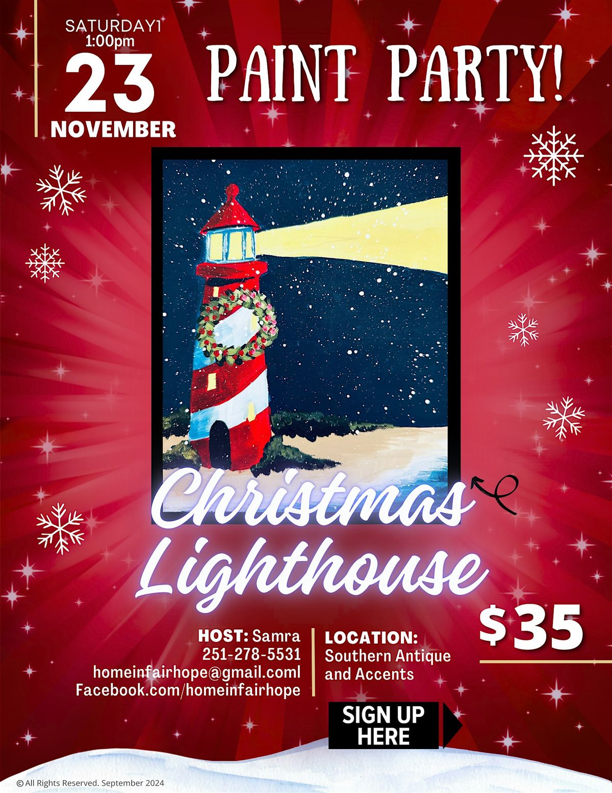 Desert Rose Christmas Lighthouse Paint Party!