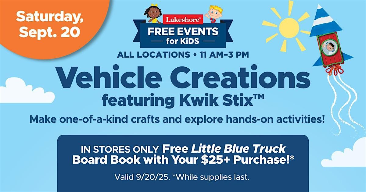 Free Kids Event: Vehicle Creations Featuring Kwik Stix\u2122 (Palatine)