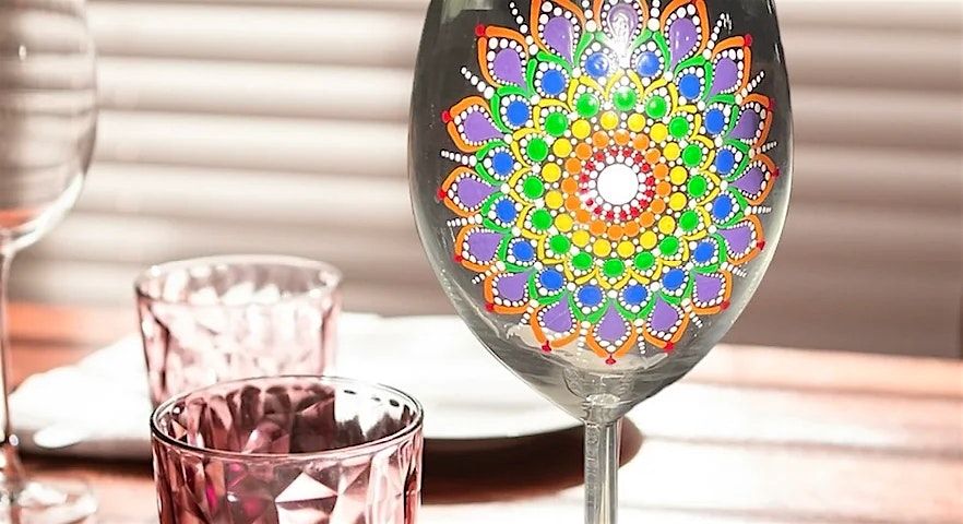 Dip n Dot Mandala Art on a Wine Glass