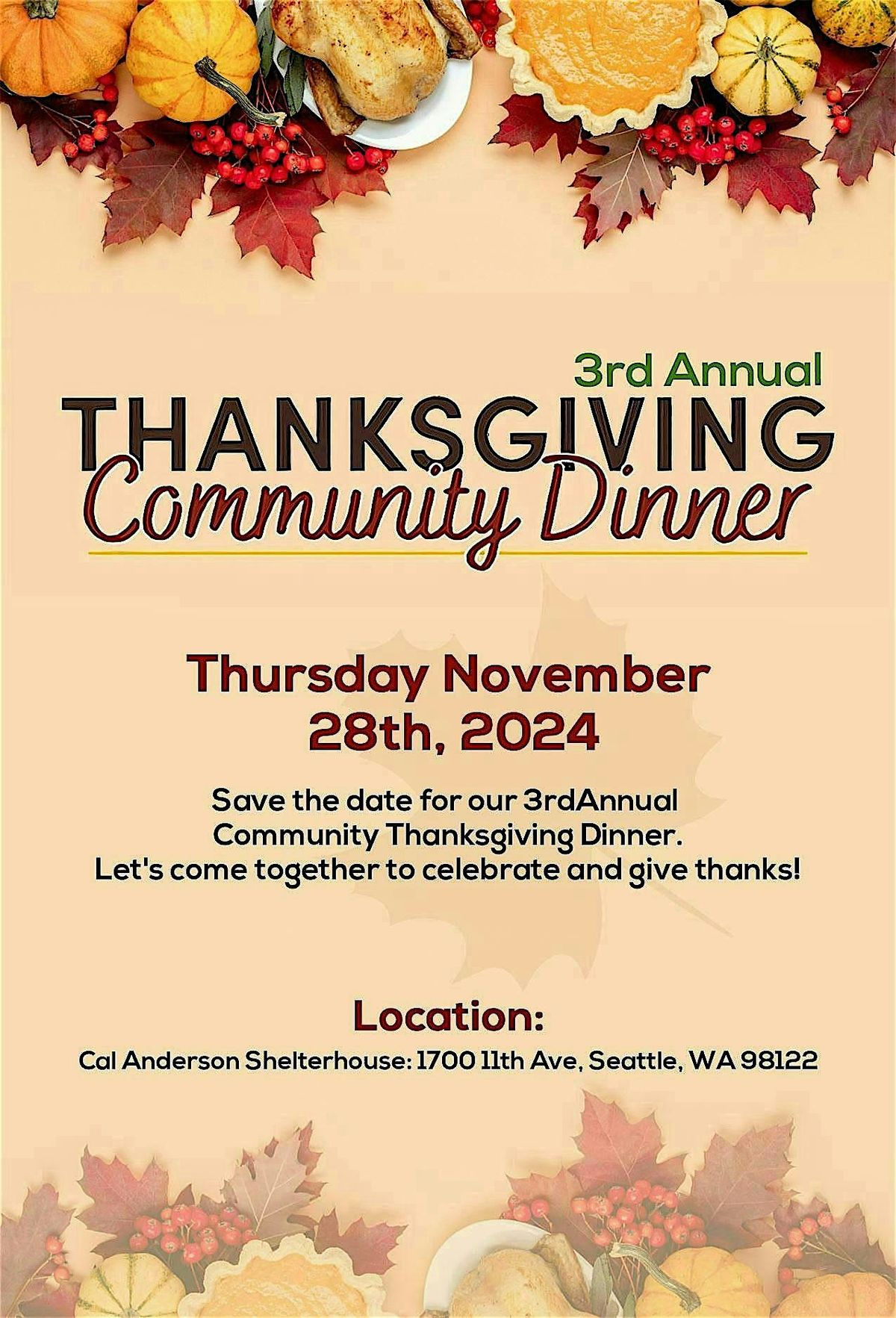 3rd Annual  Soulful Thanksgiving Dinner: A Meal and Community Discussion