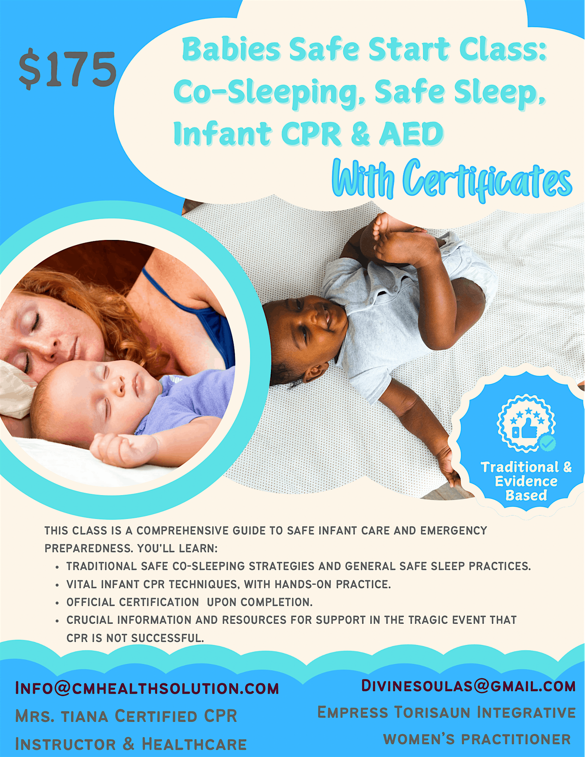 Babies Safe Start Class: Co-Sleeping, Safe Sleep, Infant CPR & AED