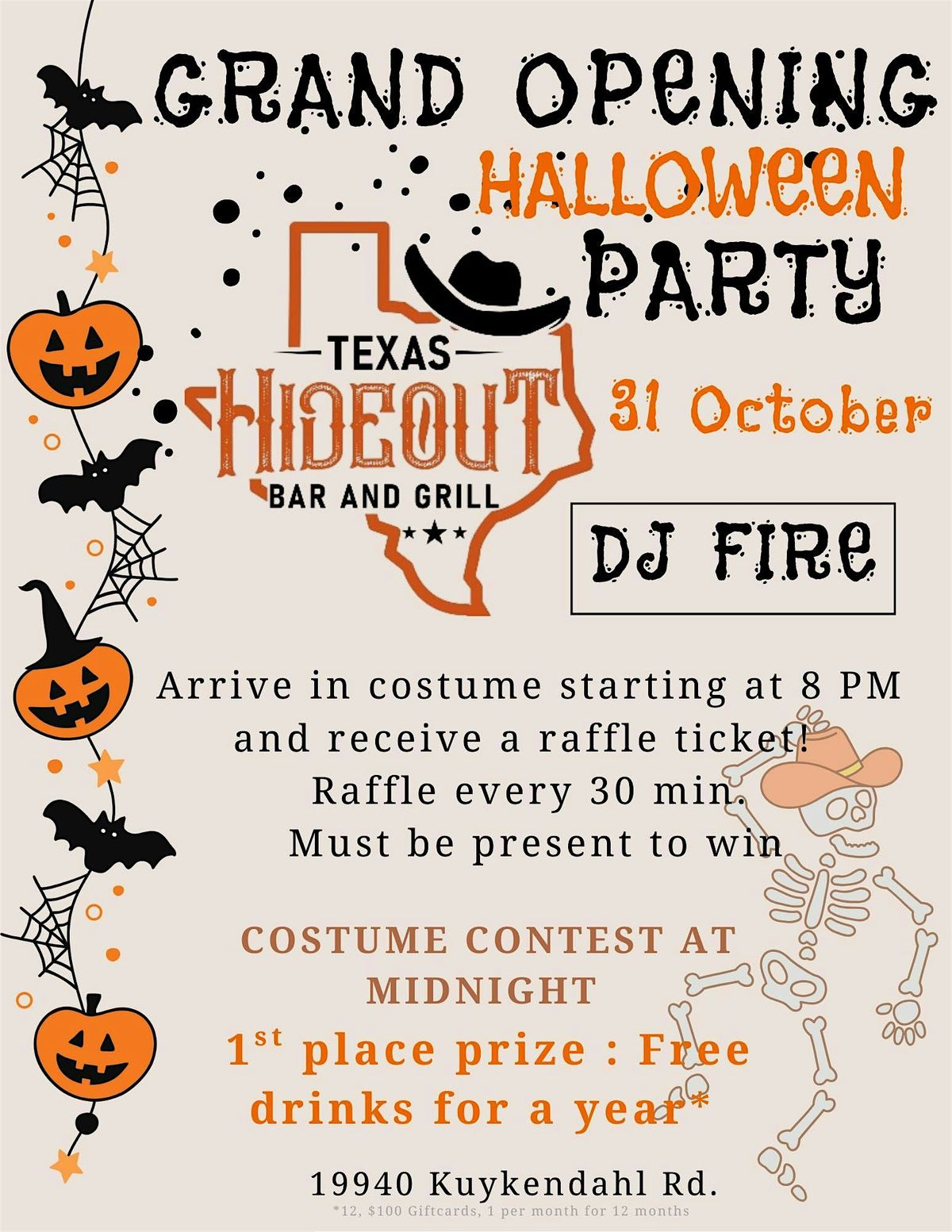 GRAND OPENING Halloween Party at Texas Hideout!