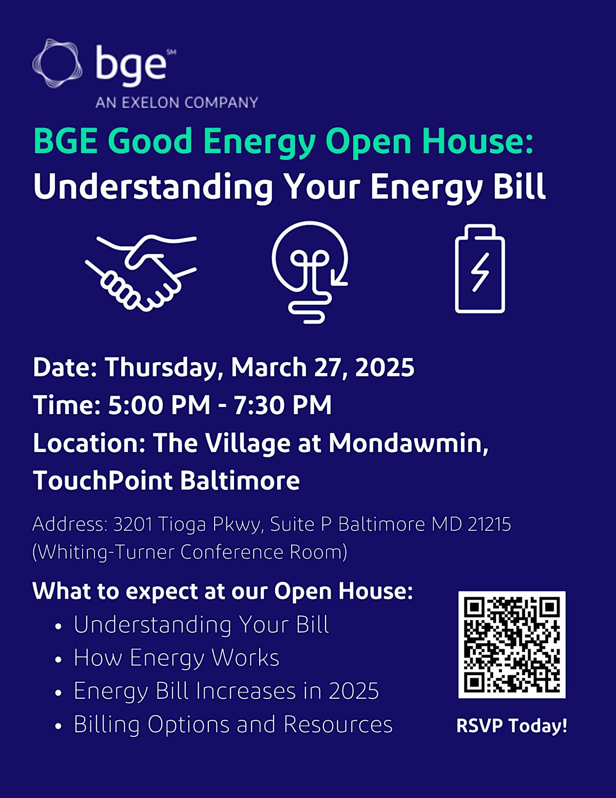 BGE Open House: Understanding Your Energy Bill (Mondawmin, Baltimore City)