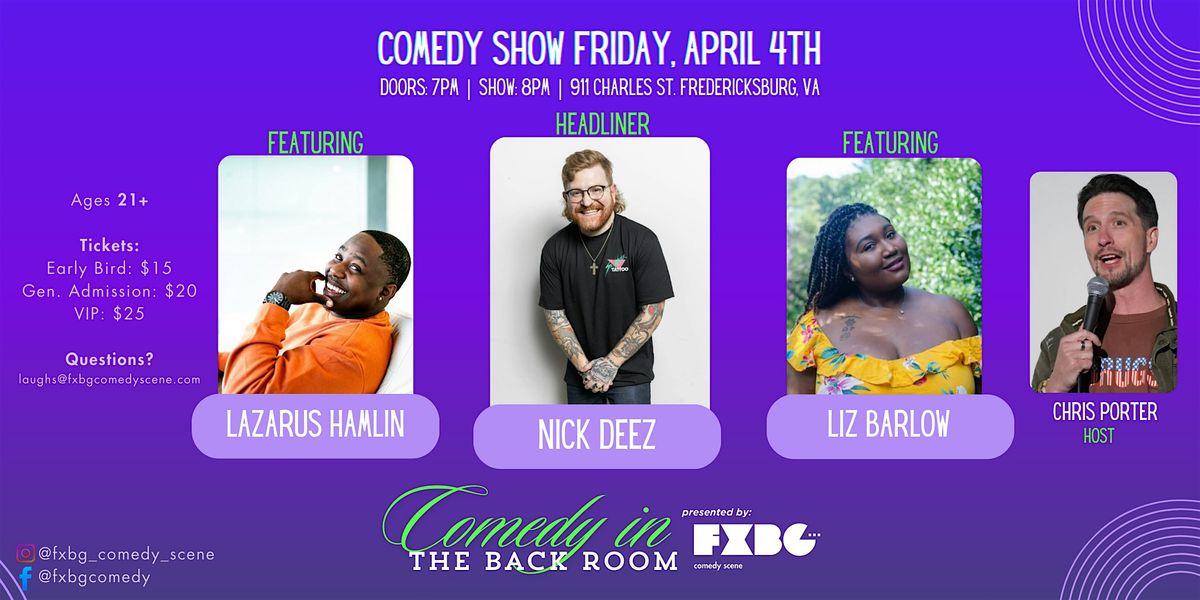 Comedy in "The Back Room" - April