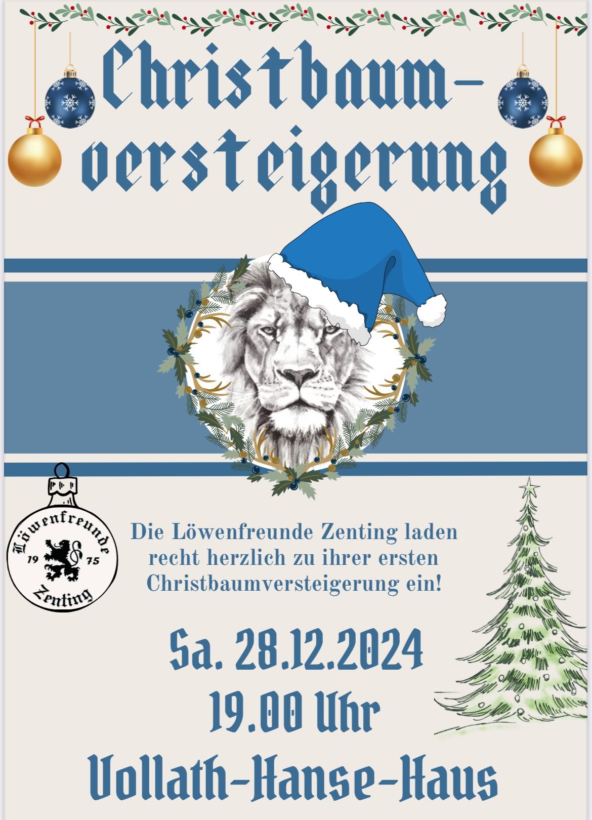 Christbaumversteigerung der L\u00f6wenfreunde Zenting