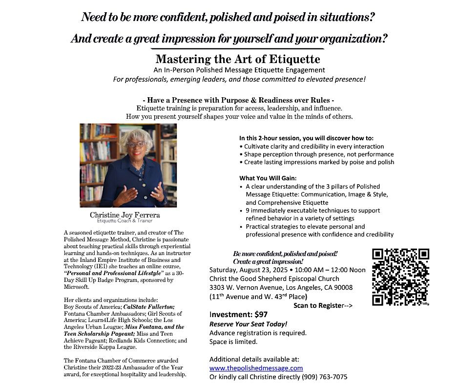 Mastering the Art of Etiquette-A Live PME Experience with Christine Ferrera