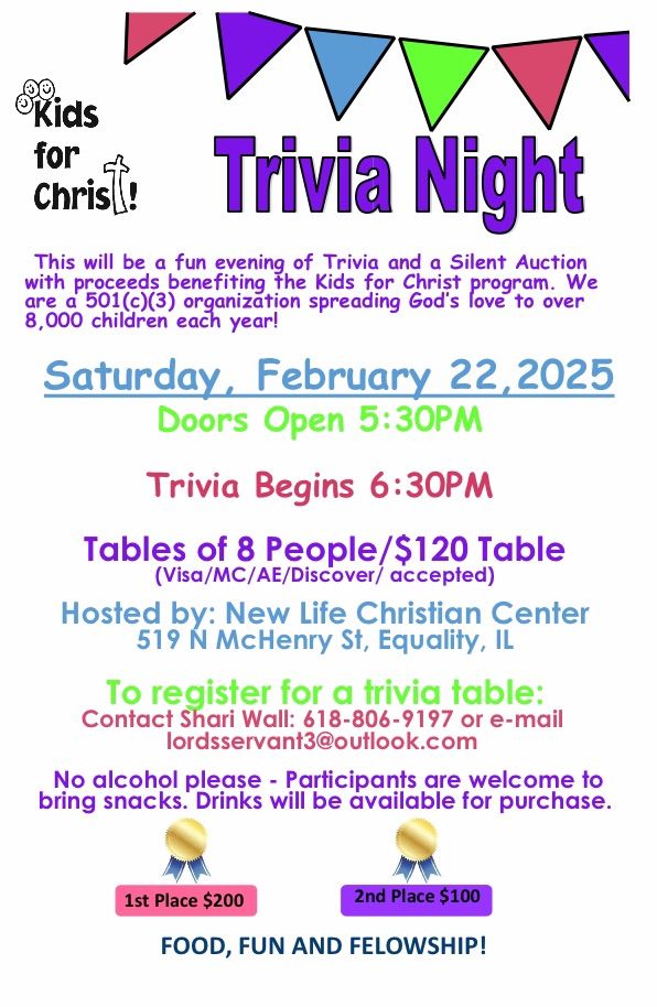 Kids for Christ Trivia Nights - HARRISBURG