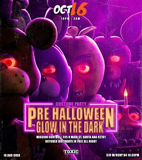 COSTUME GLOW IN THE DARK | THEME PARTY @ MISSION CONTROL THUR, OCT 16TH