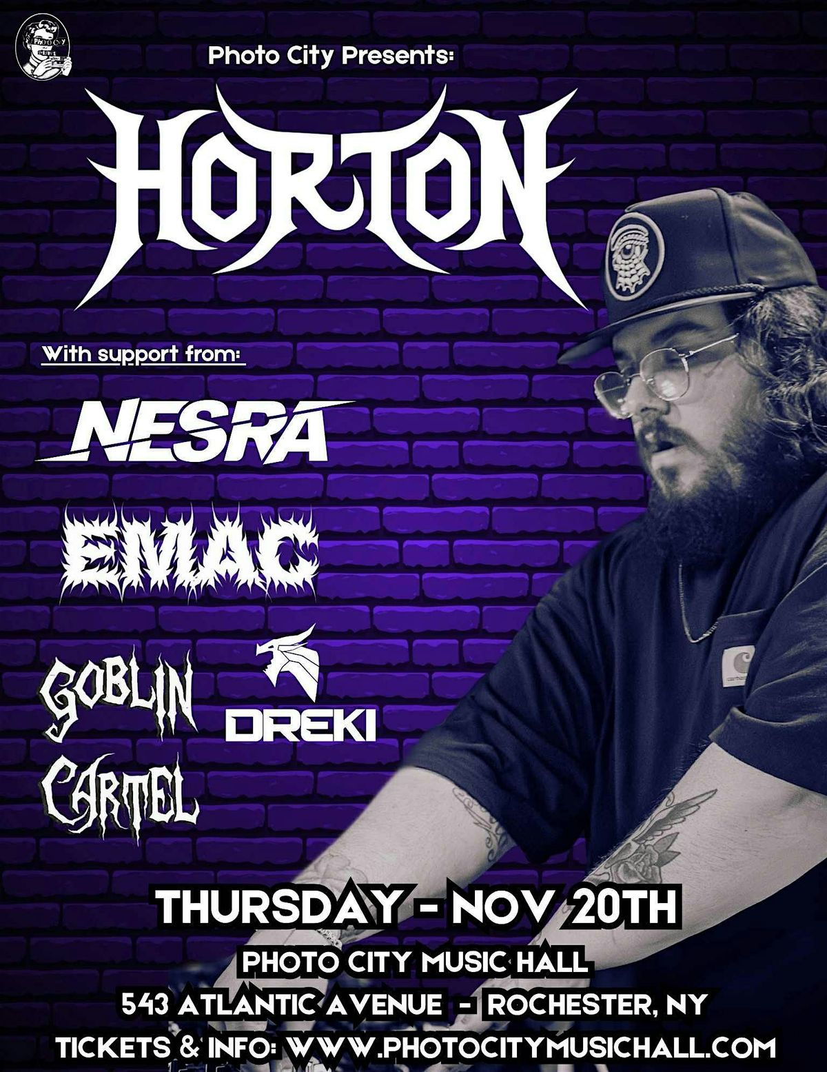 Horton - w\/ Nesra, EMAC, Goblin Cartel, & Dreki @ Photo City Music Hall