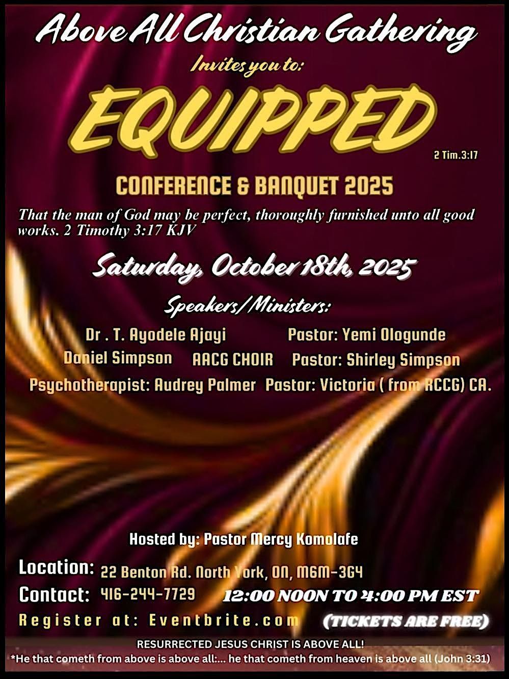 EQUIPPED - ABOVE ALL CHRISTIAN GATHERING  CONFERENCE 2025