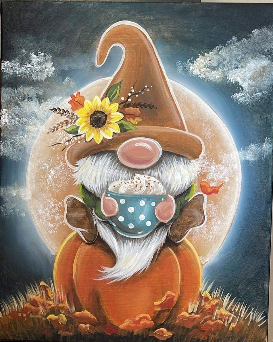 Harvest Moon Gnome Canvas Paint and Sip October 2024