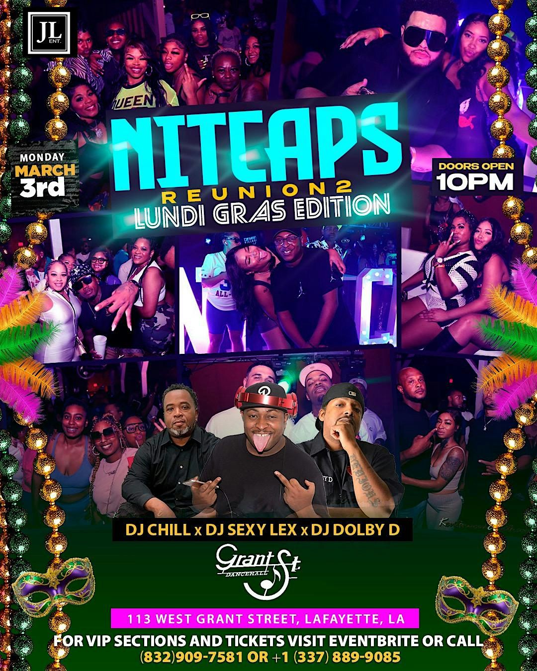 NITECAPS REUNION 2:The LUNDI GRAS  EDITION w\/ DJ SEXY LEX, Dj Chill & Dolby