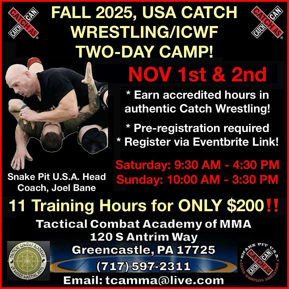 THE FALL 2025 USA CATCH WRESTLING\/ICWF TWO-DAY CAMP!
