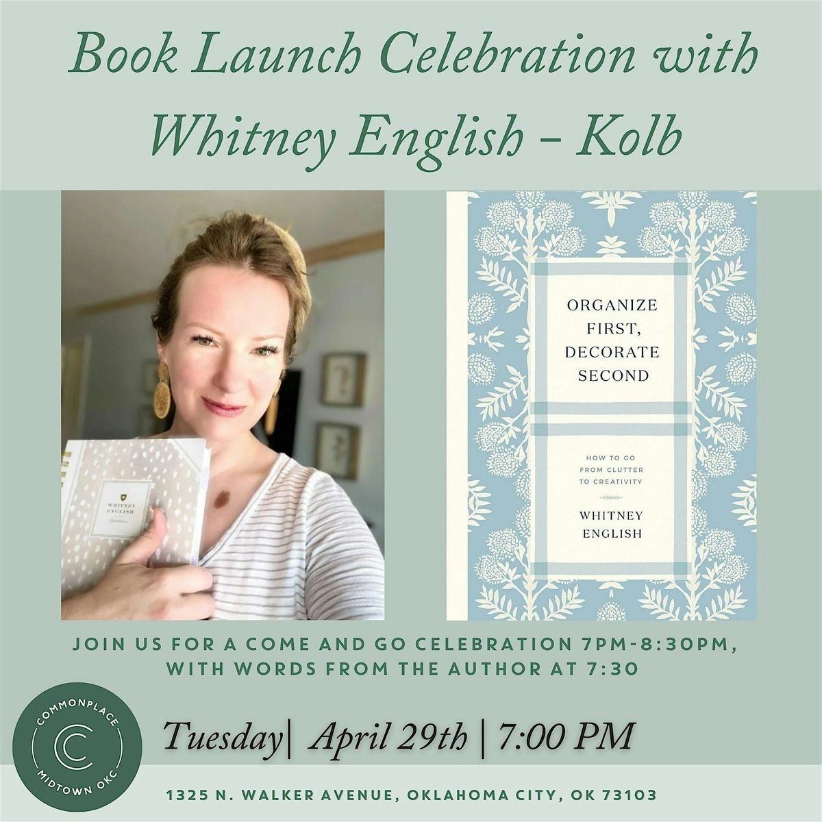 Organize First Decorate Second Book Launch with Whitney English-Kolb