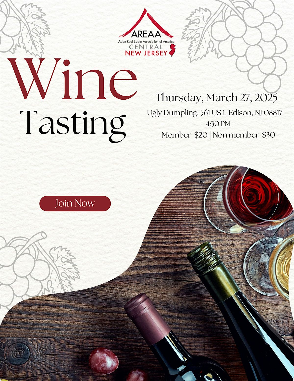 AREAA CNJ Wine Tasting and Social Networking