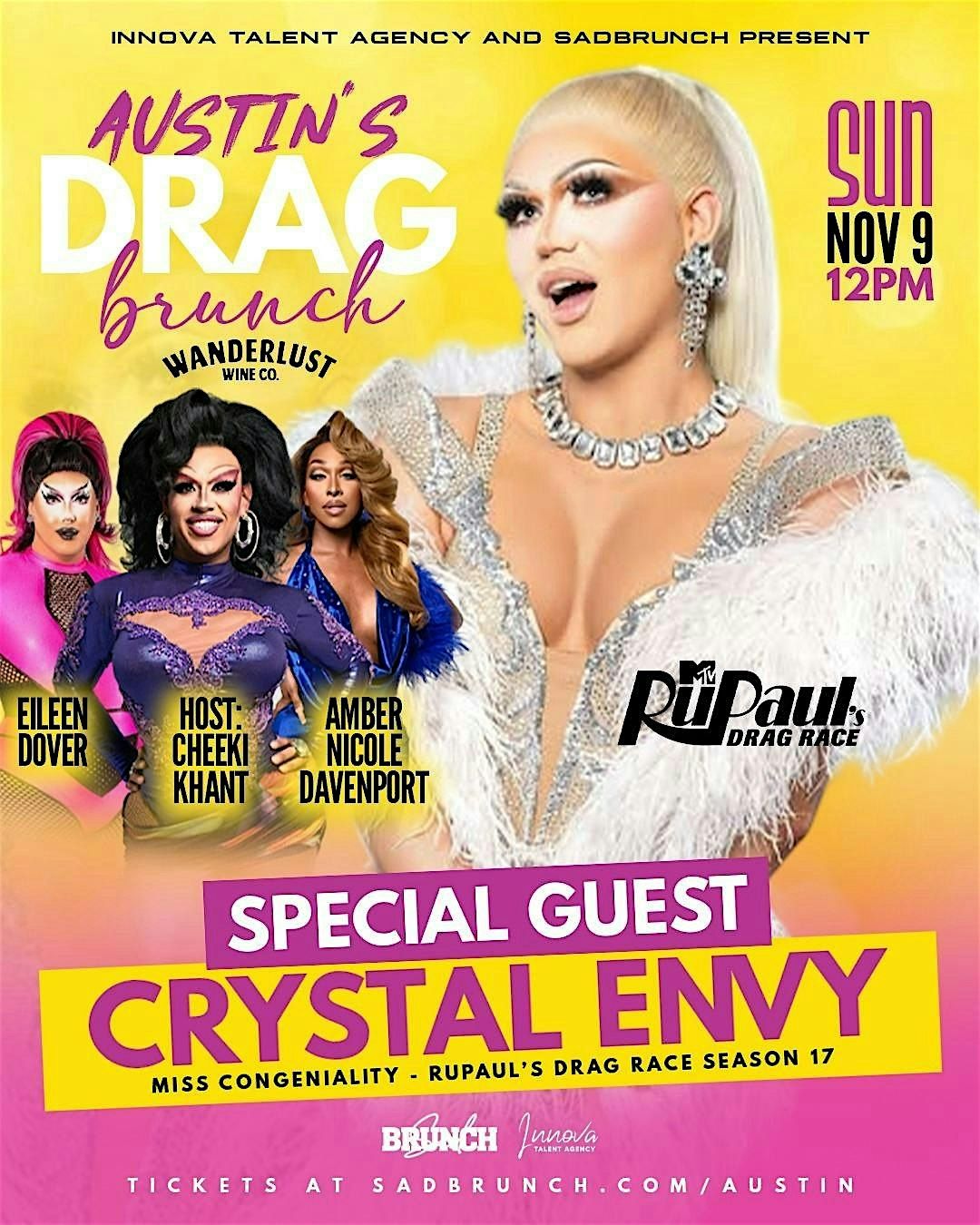 Drag Brunch w\/ Crystal Envy from RuPaul's Drag Race at Wanderlust Wine Co!