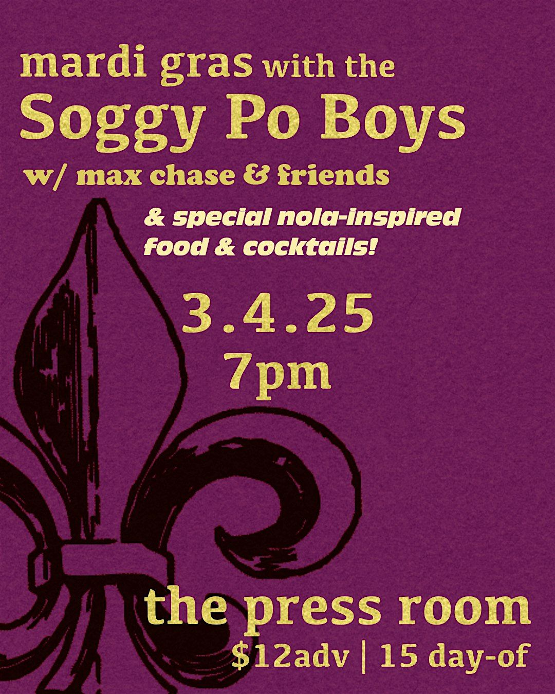 Mardi Gras w\/ the Soggy Po Boys + Max Chase & Friends