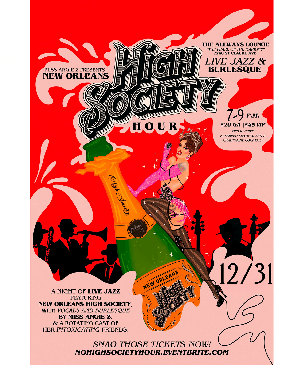 NYE Kickoff with the New Orleans High Society Hour live Jazz and Burlesque!