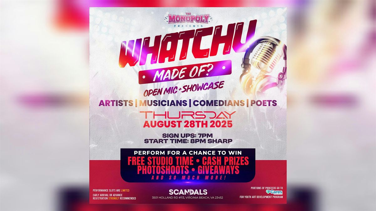 The Monopoly Concert Series presents Whatchu Made Of? Open Mic + Showcase