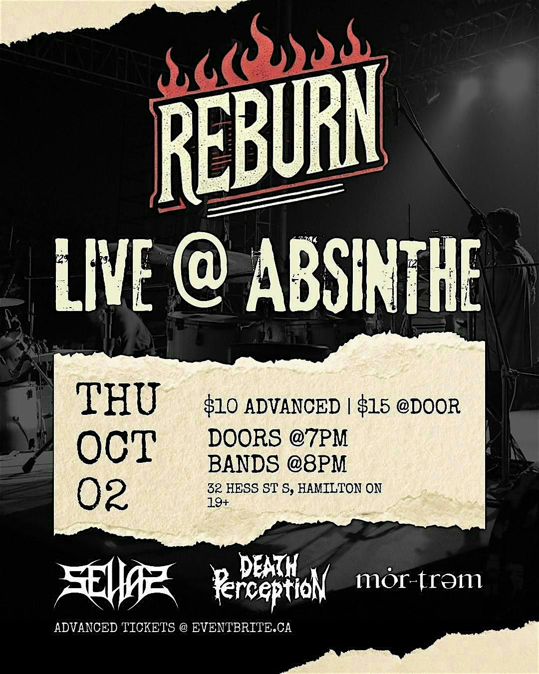 REBURN w\/ SELIAS, DEATH PERCEPTION, & MORTREM AT ABSINTHE