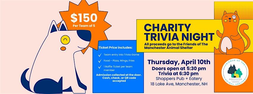 Charity Trivia Night to Benefit the Manchester Animal Shelter