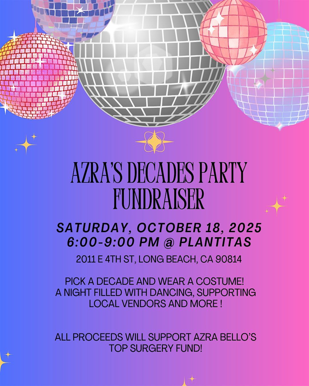 AZRA\u2019S DECADE\u2019S FUNDRAISER !!