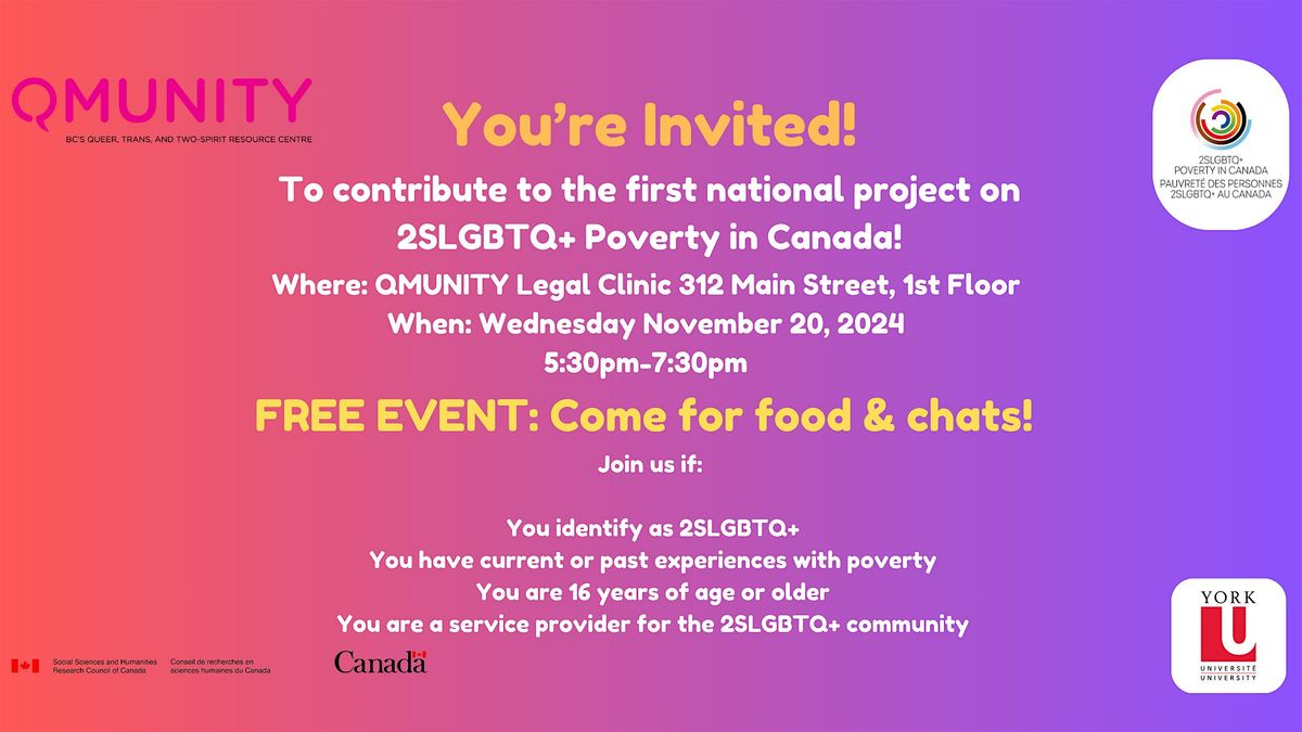 2SLGBTQ+ Poverty in Canada Project Community Consultation