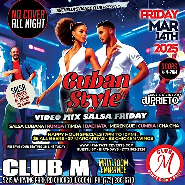 Cuban Style Video Mix Friday @ CLUB M \u2013 No Cover Charge