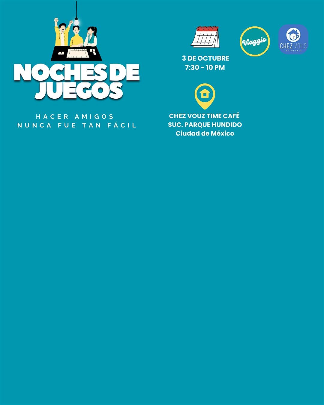 \u00a1NOCHES DE JUEGOS  \u00a1 VEN A JUGAR Y A HACER AMIGOS CON NOSOTROS !