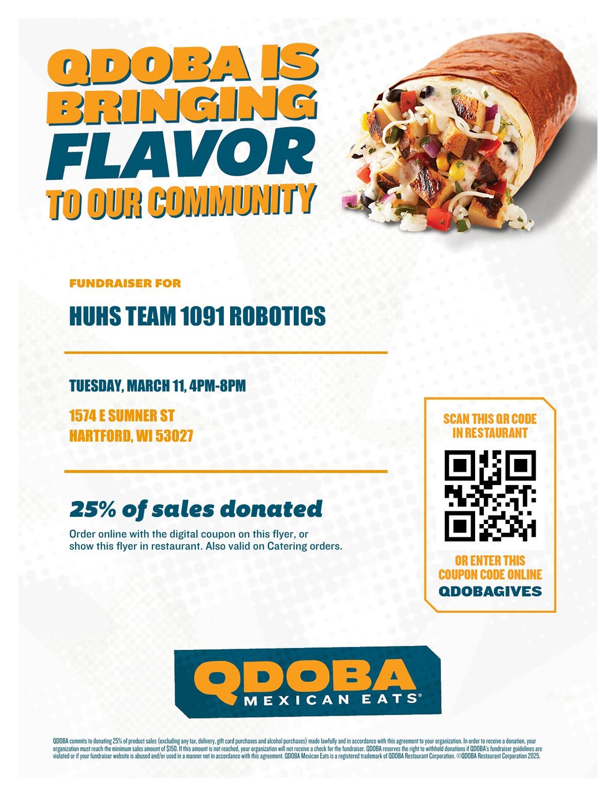 HUHS Team 1091 Robotics QDOBA Fundraising Night