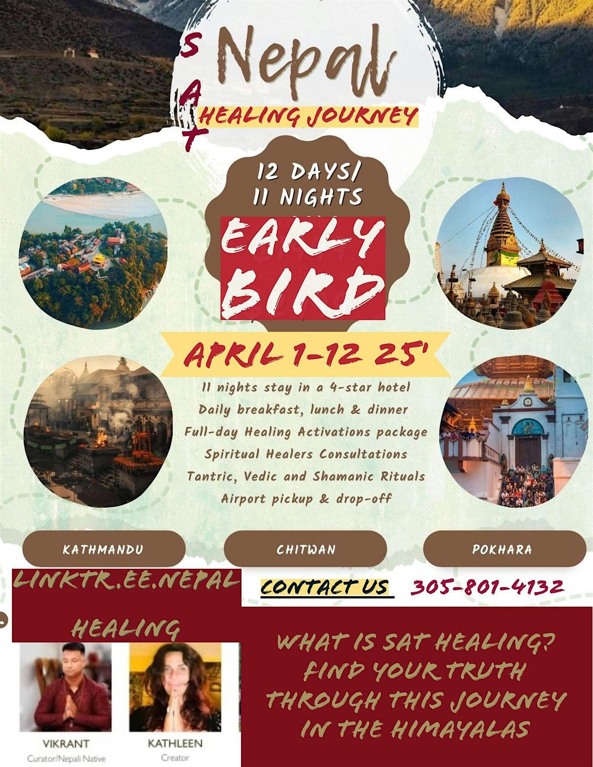 Sat Healing Journey, Nepal  April 1st -12th, 2025, 12 Days