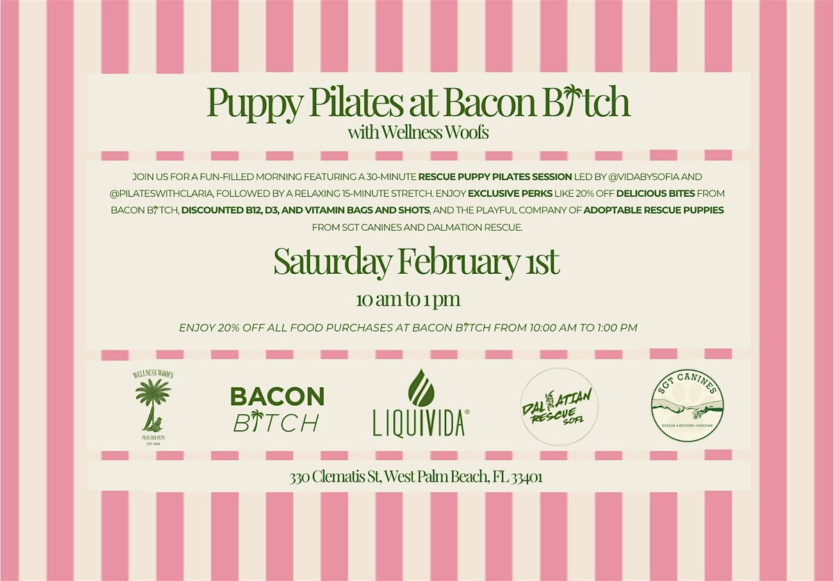 Rescue Puppy Pilates at Bacon Bitch