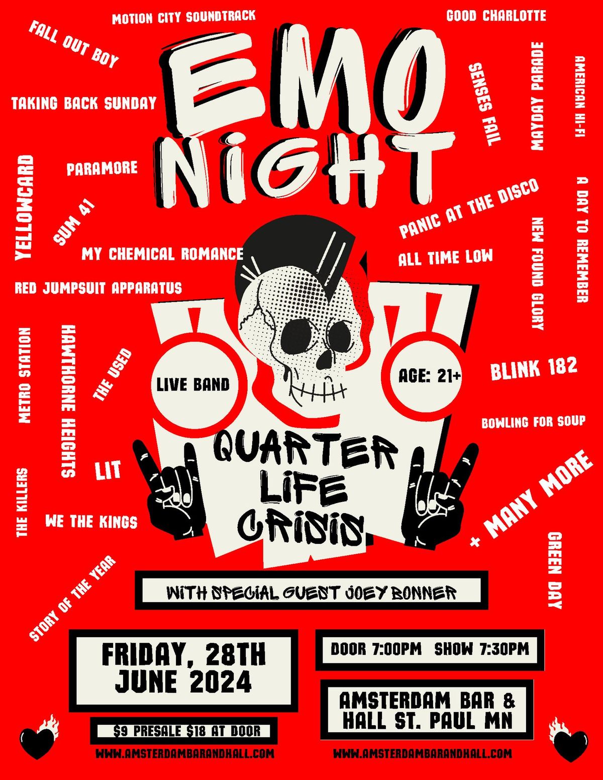 EMO NIGHT @ Amsterdam Bar Hall ft. Quarter Life Crisis & special guest Joey Bonner