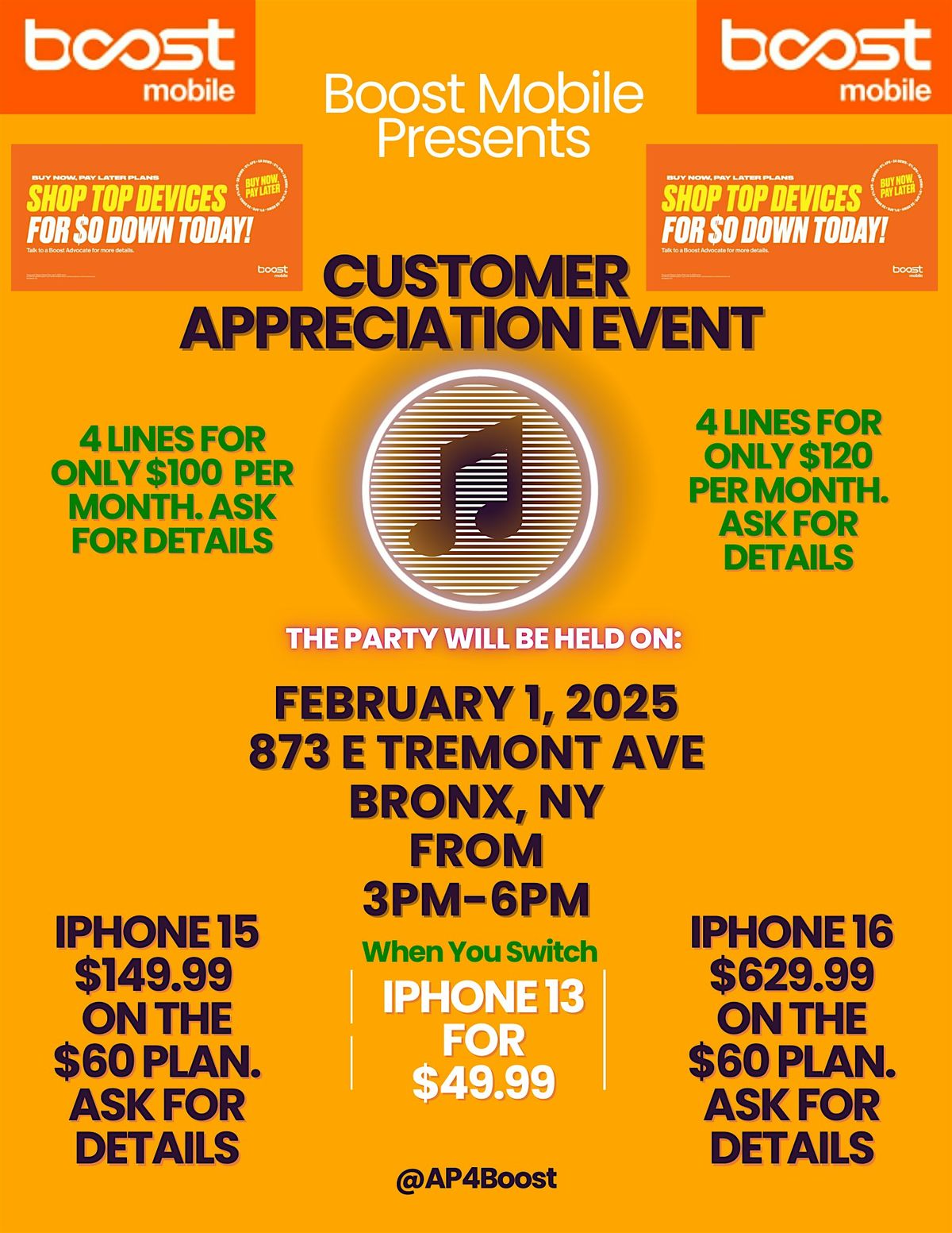 Join us for our Customer Appreciation Event! Great deal on many devices