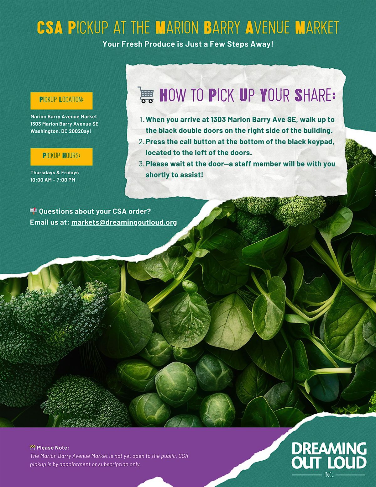 New CSA Pick Up Location!