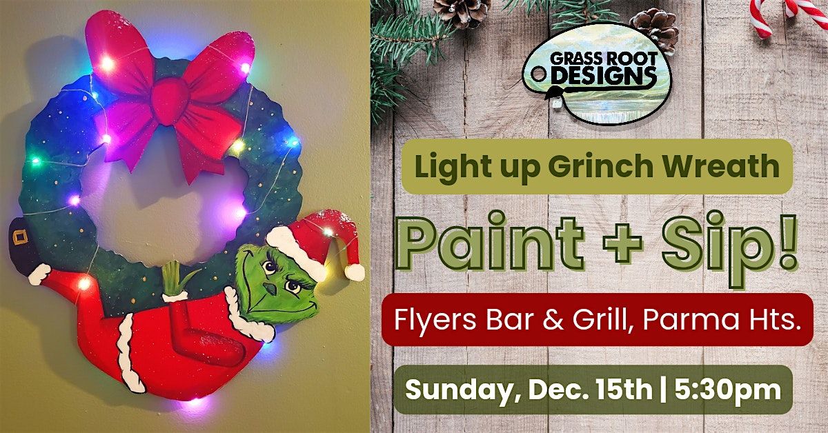 Light Up Grinch Wreath | Flyers Bar & Grill